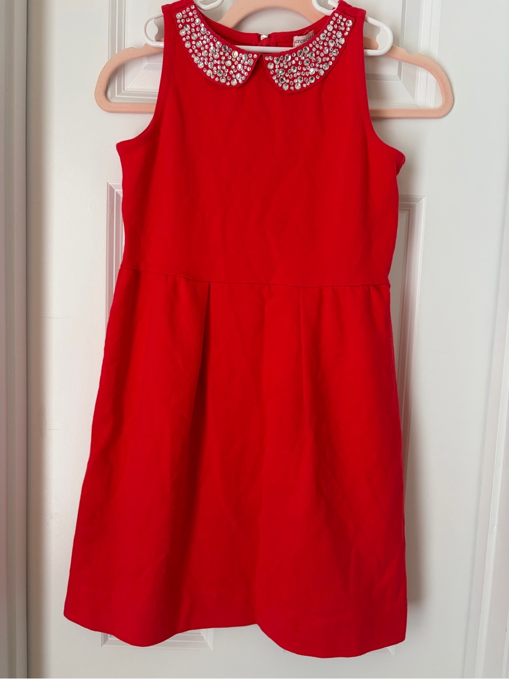 Crewcuts Red Sleeveless Dress with Jeweled Peter Pan Collar